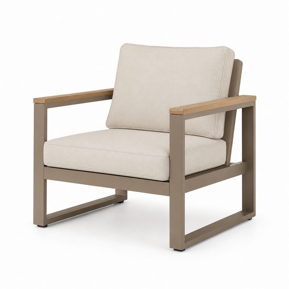 Outdoor-Clubsessel Aluminiumrahmen Leinenkissen Beige 80x70x75 cm