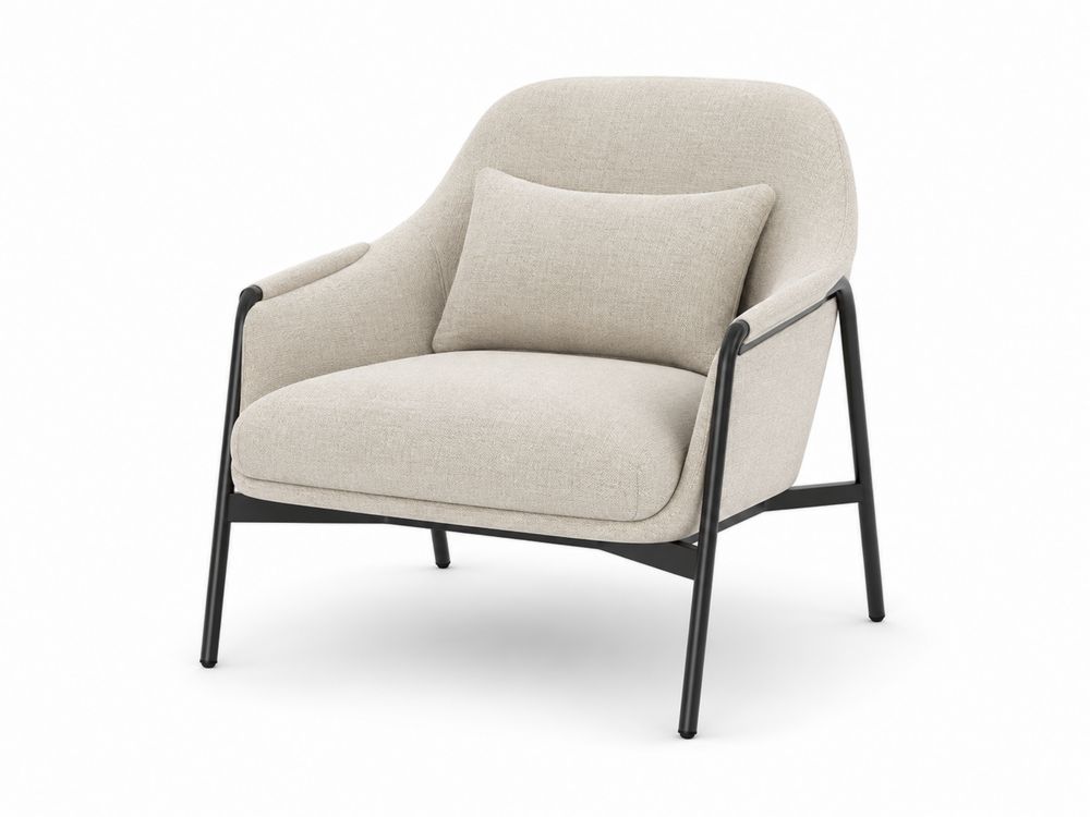 Sessel mit Metallrahmen und Polyestergewebe in Beige