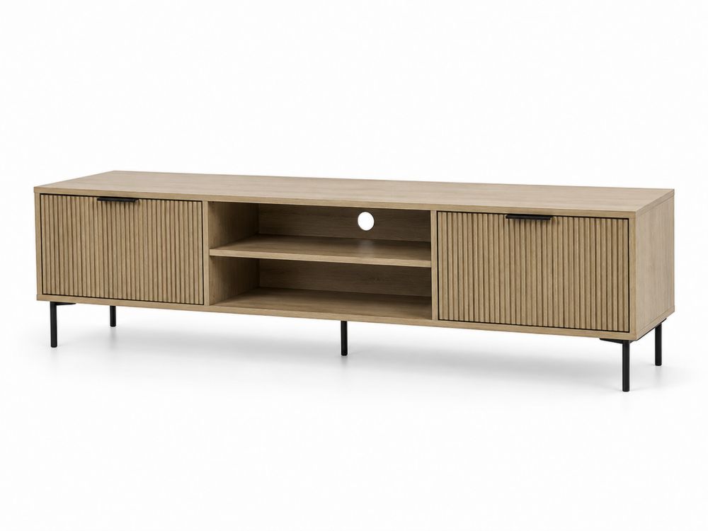 TV-Schrank aus Eichenholz und Metall Hellbraun 180cm