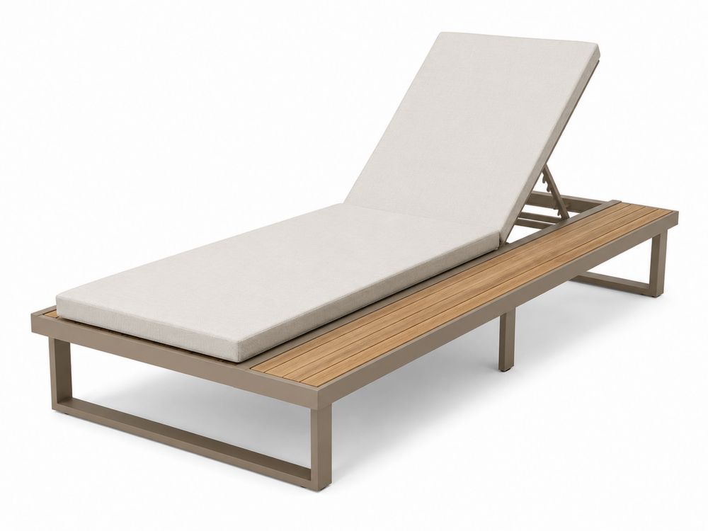 Outdoor-Lounge-Liege Aluminium Teak Beige