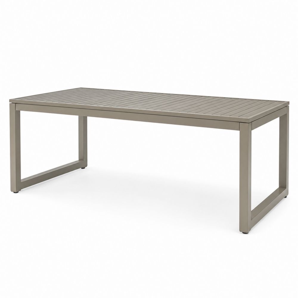 Rechteckiger Gartentisch Aluminium mit Holzoptik-Tischplatte Grau