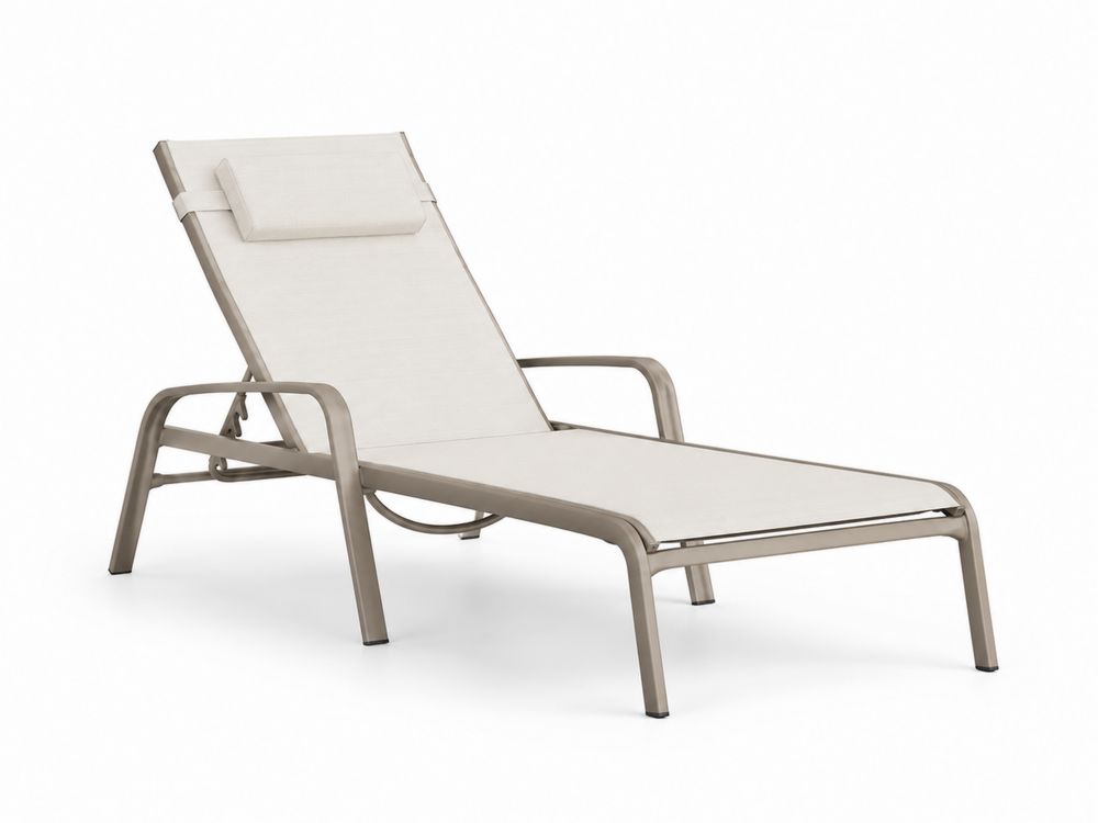 Aluminium Outdoor-Liege mit Textilbespannung in Beige