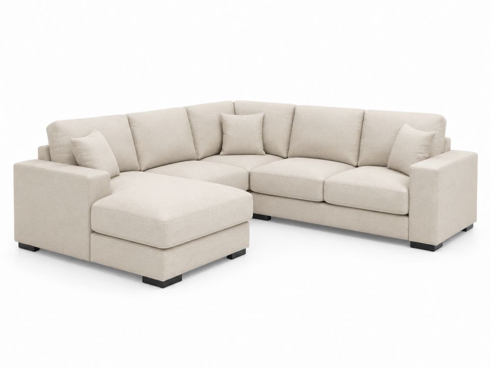 Ecksofa aus Polyestergewebe Beige