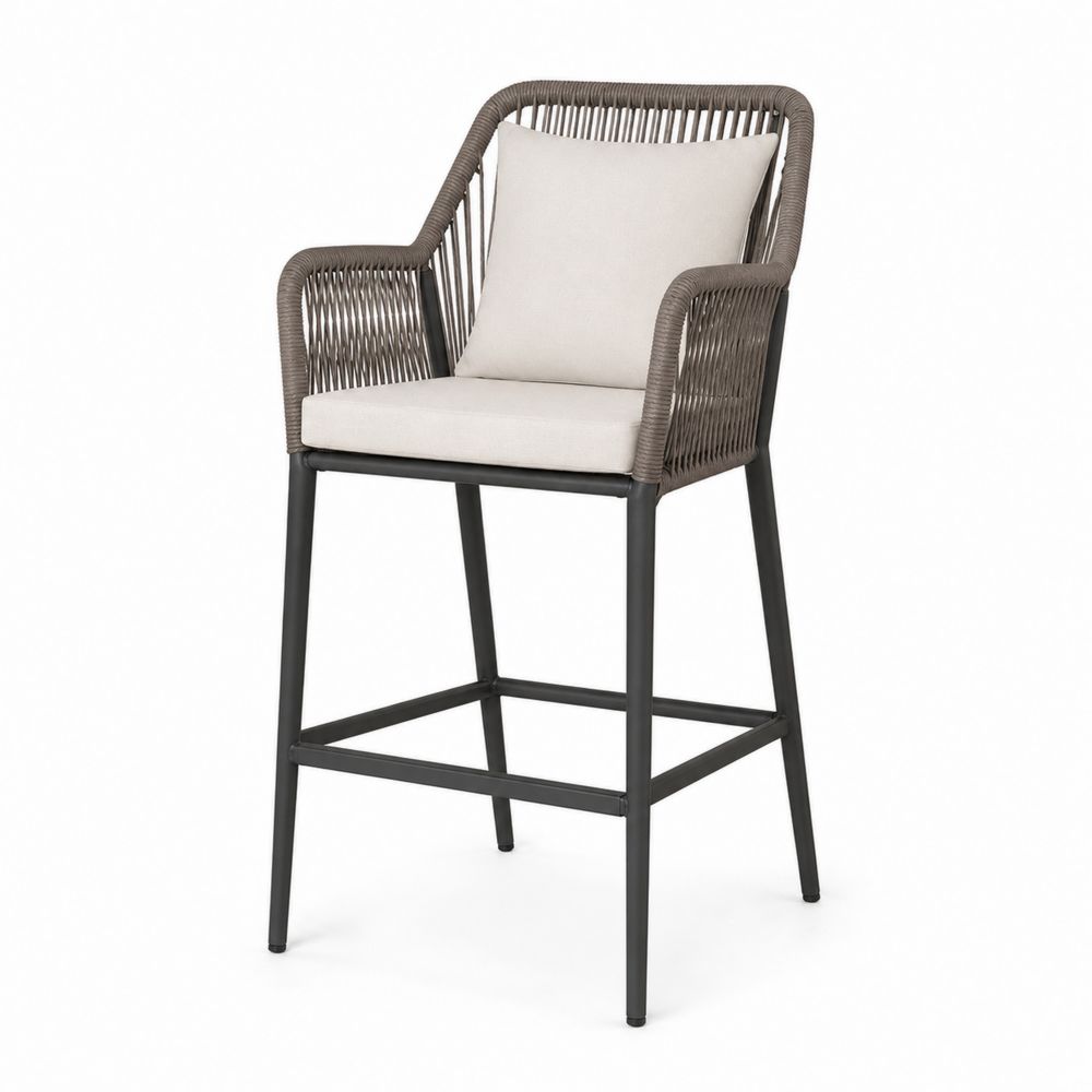 Barhocker Aluminium mit Polyester und Kissen Beige