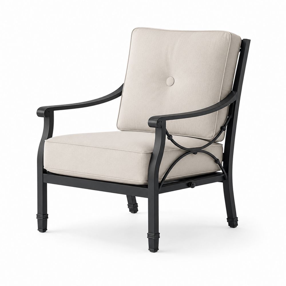 Clubsessel aus Aluminium mit Polyesterkissen Schwarz Beige
