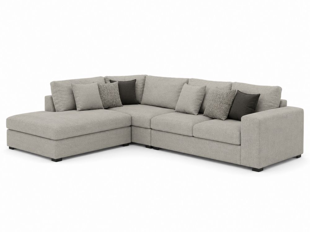 Ecksofa mit Chaiselongue Stoff Hellgrau 300 x 220 cm
