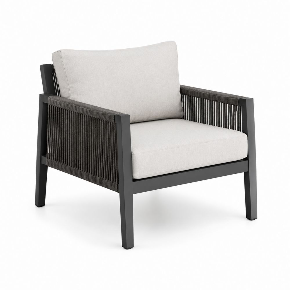 Clubsessel aus Aluminium mit Polyesterkissen Grau/Schwarz