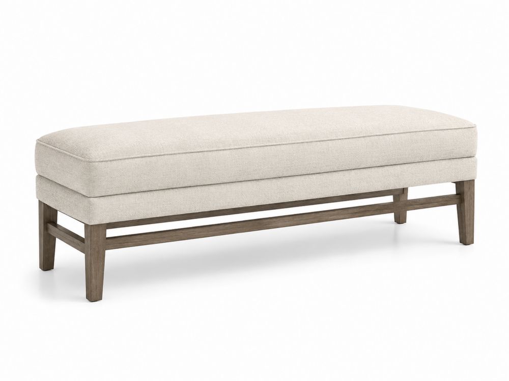 Bank Leinen Eichenholz Beige 160x45x50cm