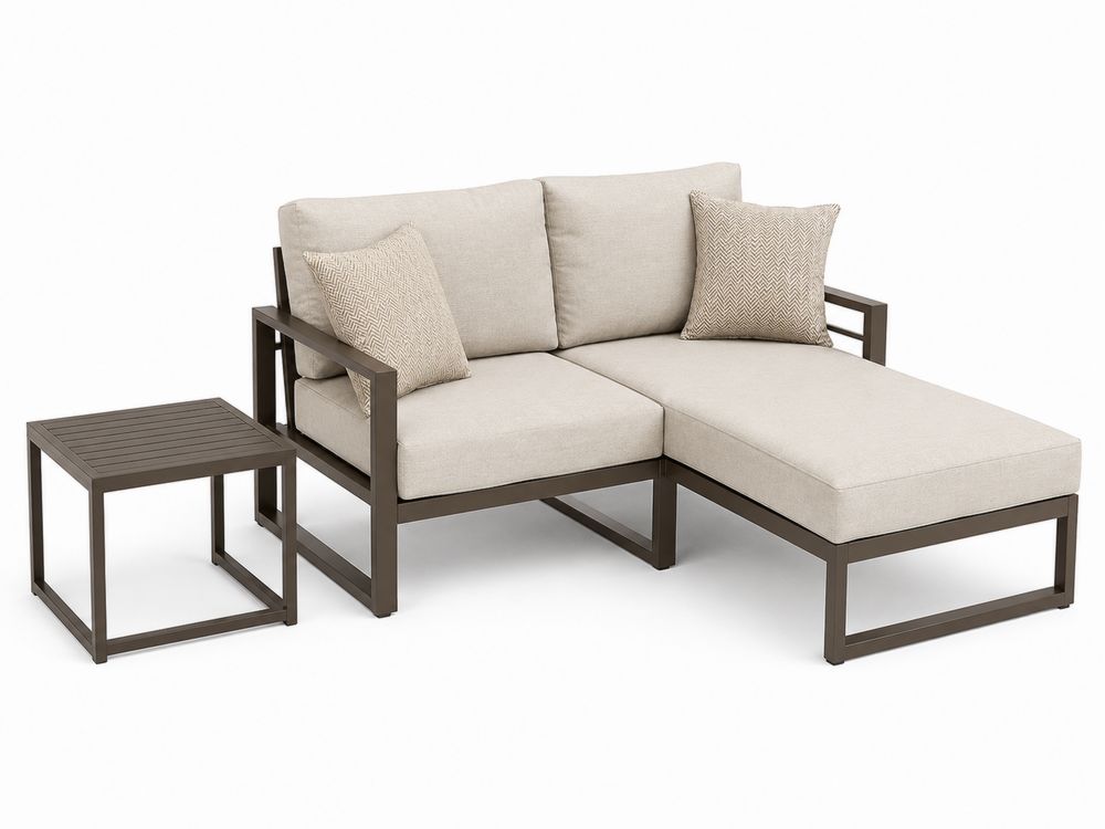 Outdoor-Lounge-Set aus Aluminium mit Polyesterbezug in Beige