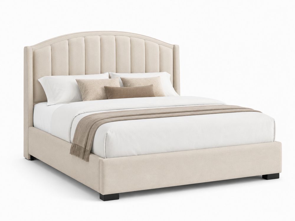 Stoffbett mit Kopfteil aus Polyester Beige 200x180 cm