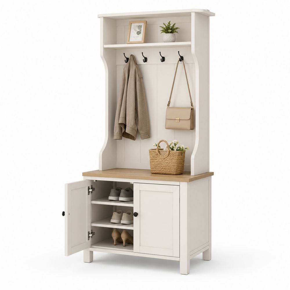 Garderobenschrank aus Holz Weiß 180x100x35 cm