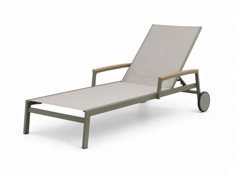 Outdoor-Liege Aluminium Textilene Teak Beige 196x70x33 cm