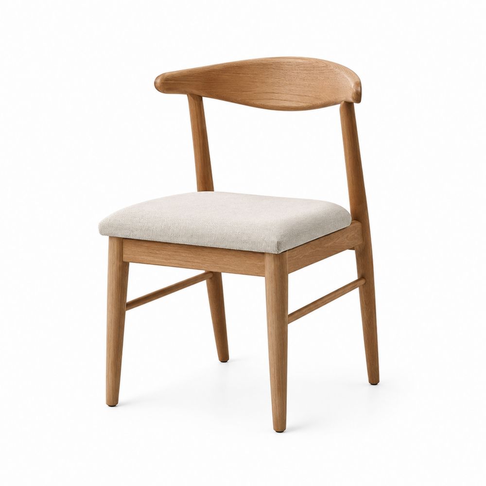 Esszimmerstuhl Eichenholz Textilpolster Beige