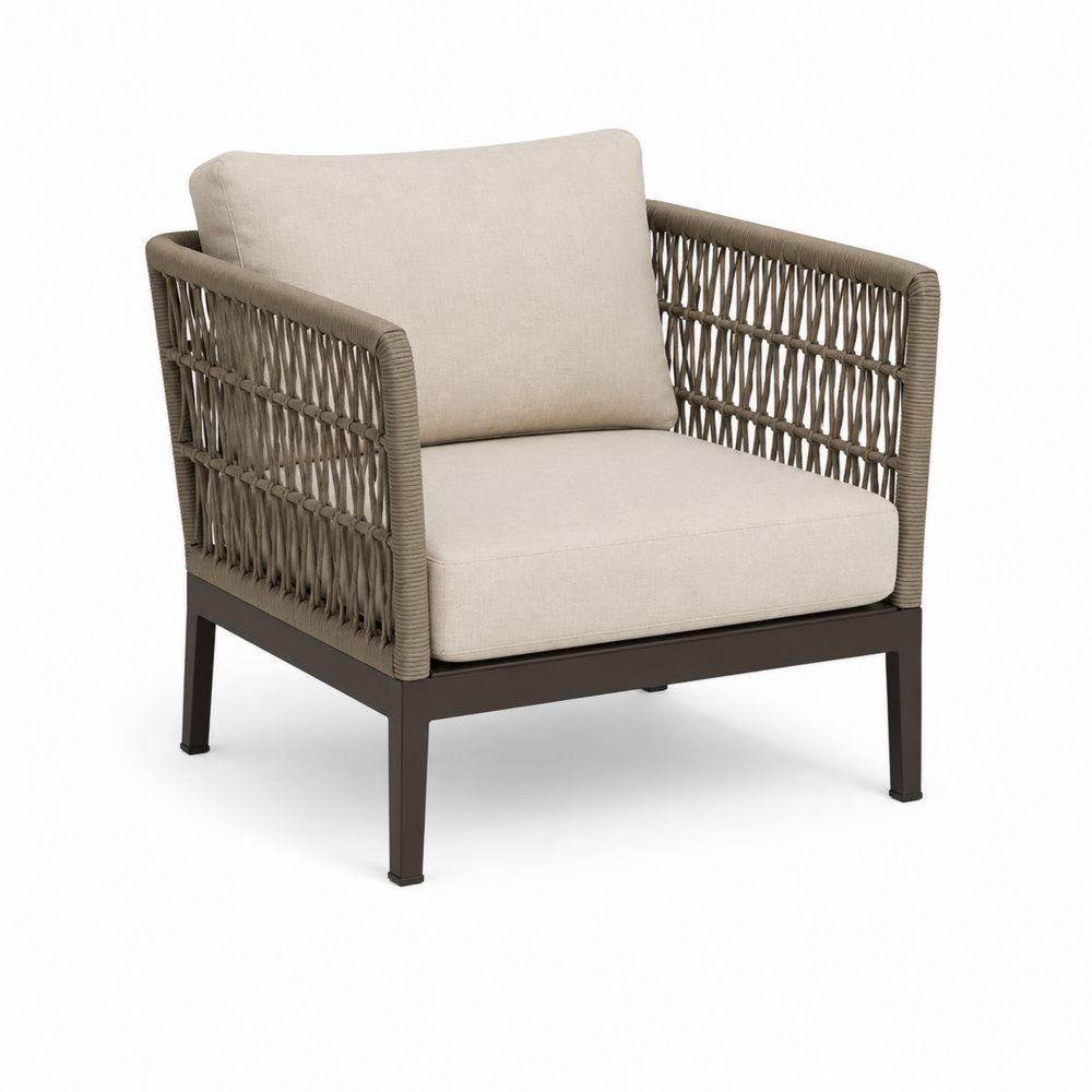 Outdoor Sessel mit Aluminiumrahmen und Polyesterkissen Beige/Braun