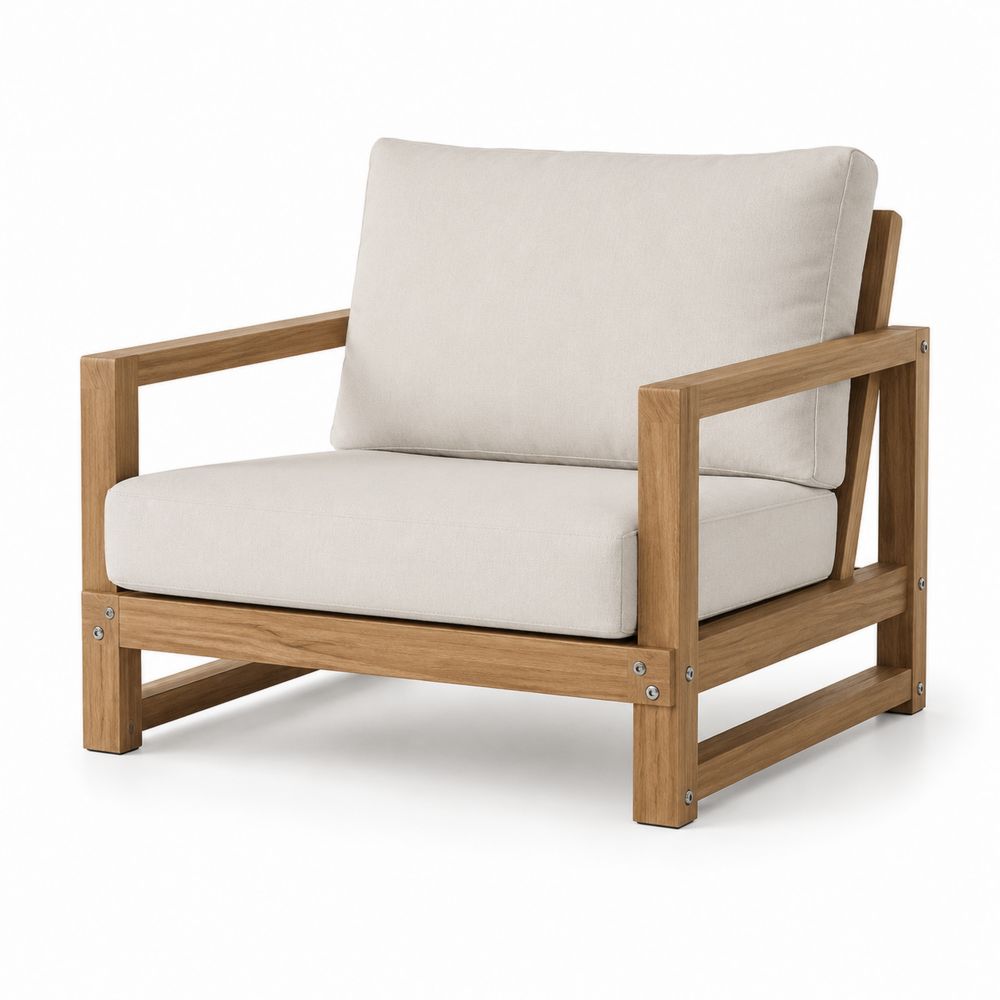 Outdoor-Clubsessel Teakholz Beige 90x90x75cm