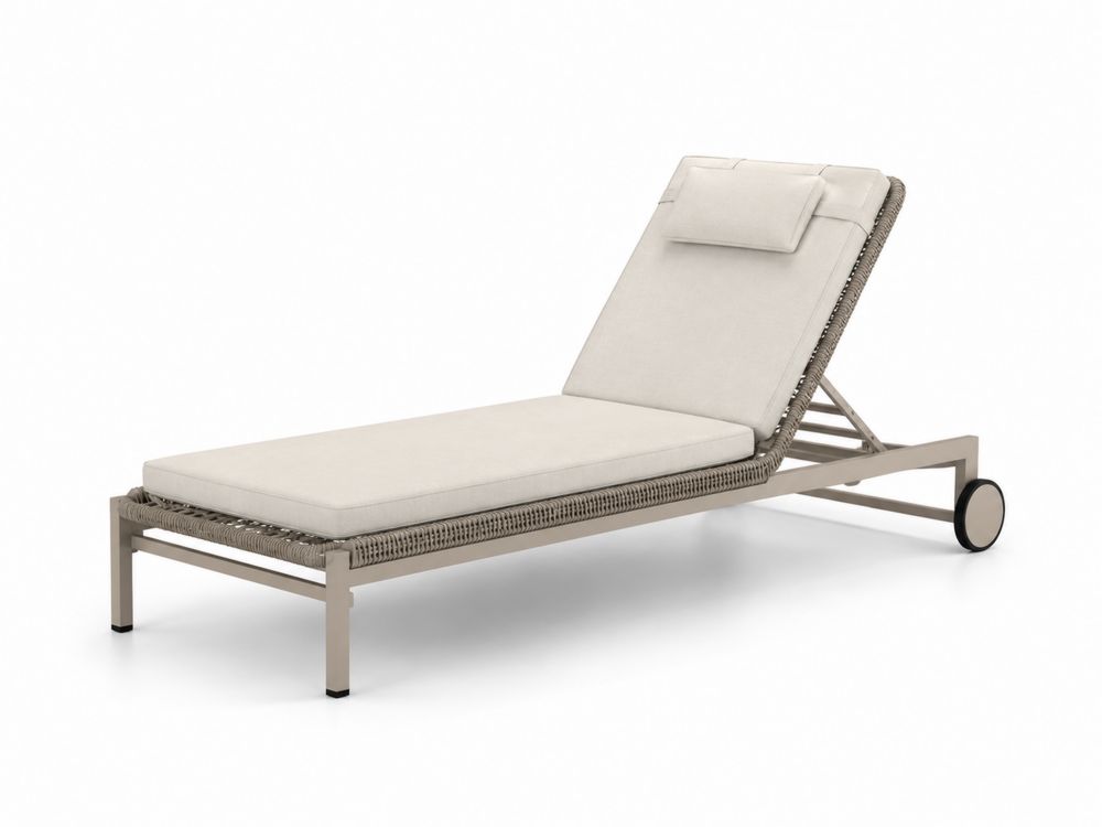 Sonnenliege Aluminium mit Polster Beige