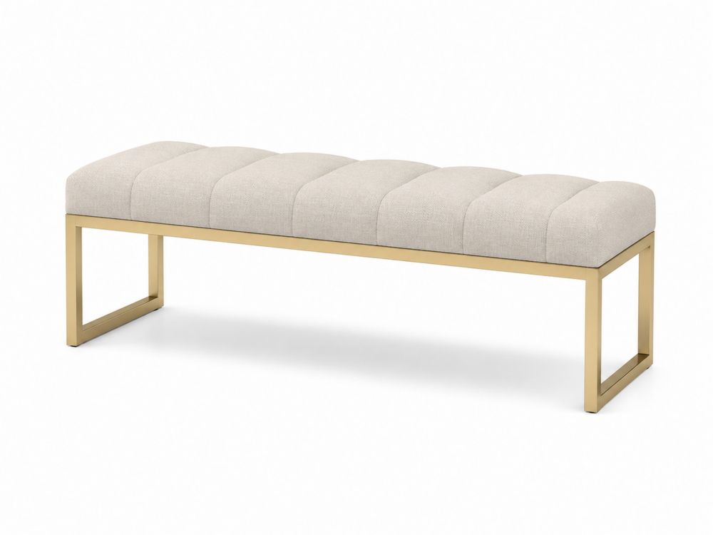 Bank aus Leinen mit Metallrahmen Creme/Gold