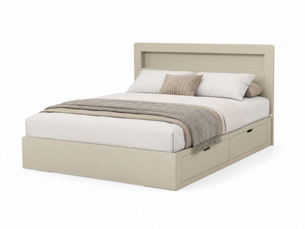 Bett mit Stauraum Massivholz Beige 200x160 cm