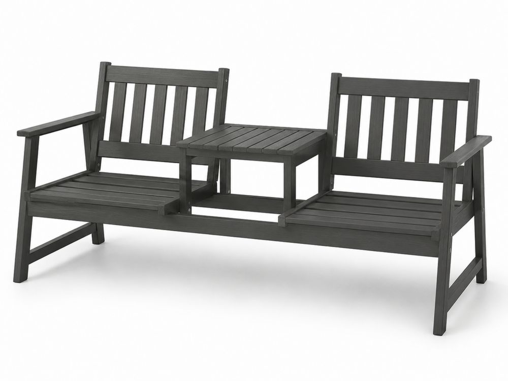 Gartenbank mit Tisch aus Eukalyptusholz Schwarz