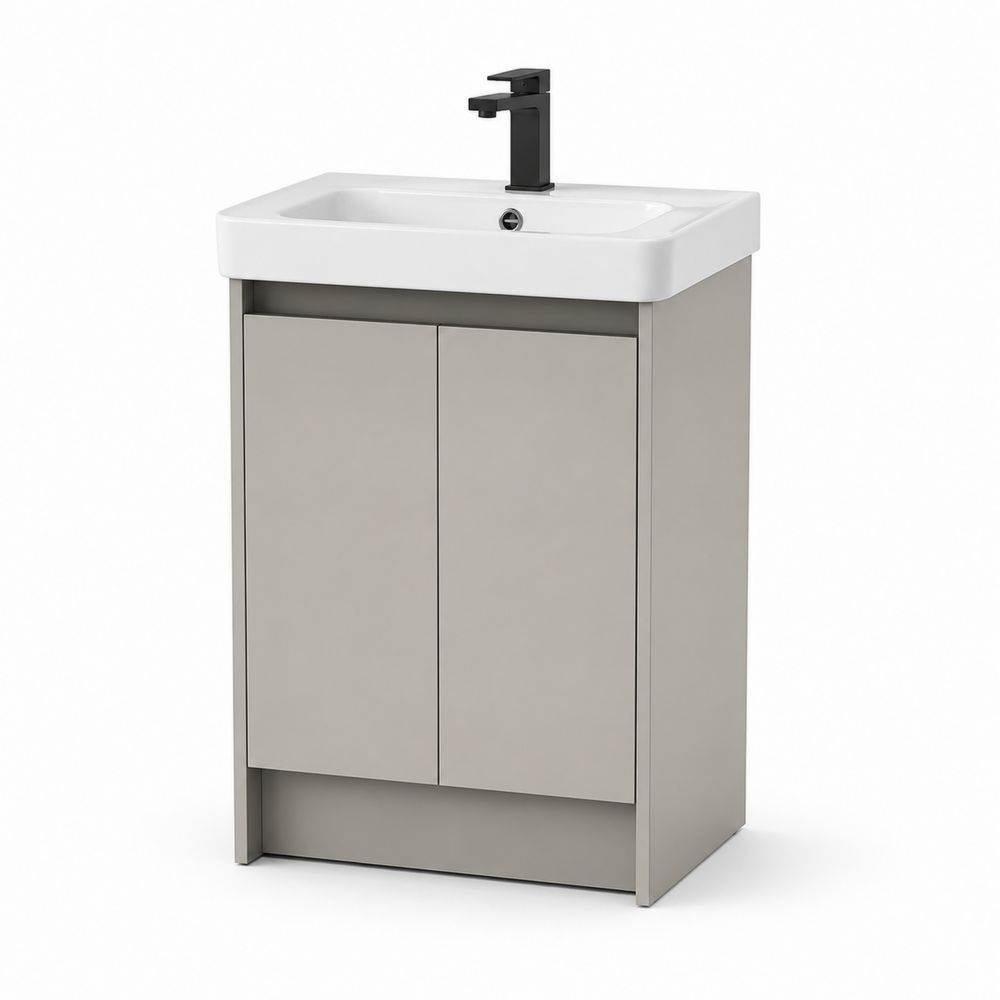 Waschtisch mit Unterschrank aus MDF und Keramik, Hellgrau