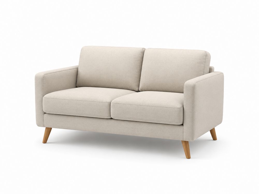 Zweisitzer Sofa aus Holz und Polyester Creme