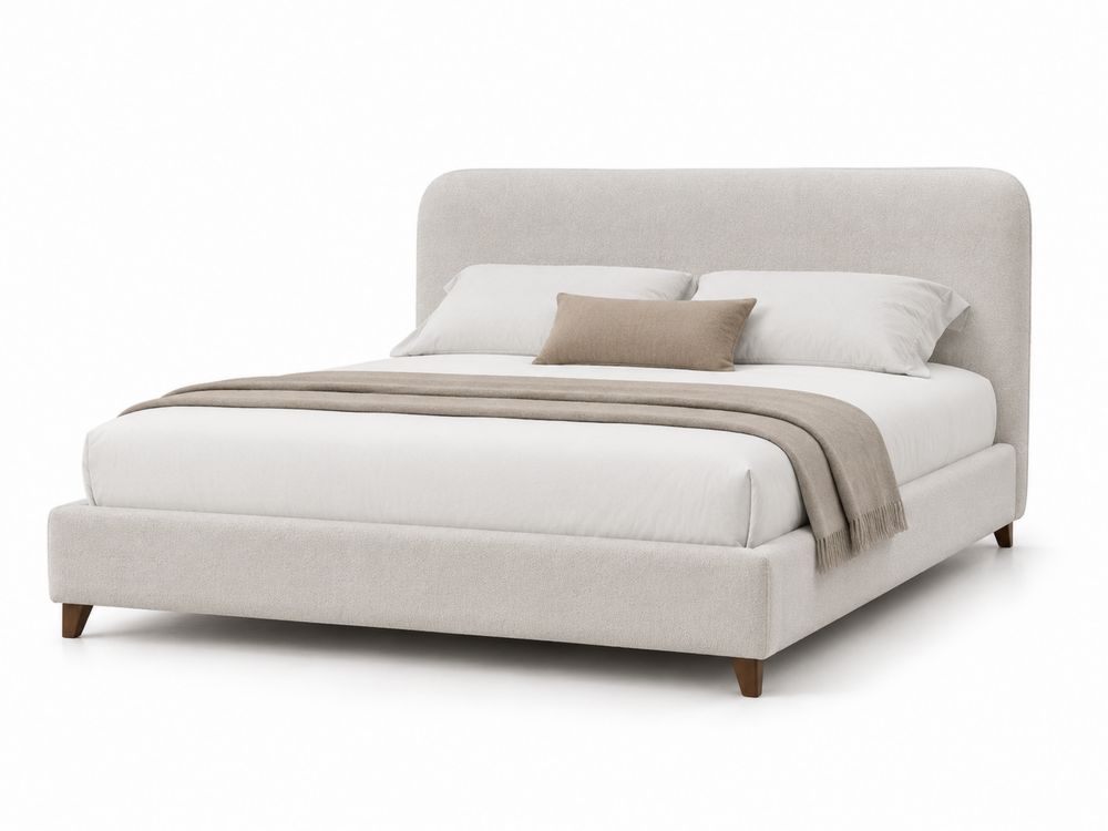Polsterbett 200x180 cm Stoff Beige