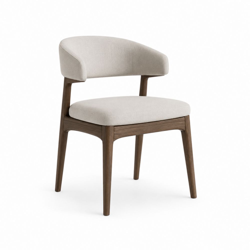 Esszimmerstuhl Holzrahmen Stoffbezug Beige