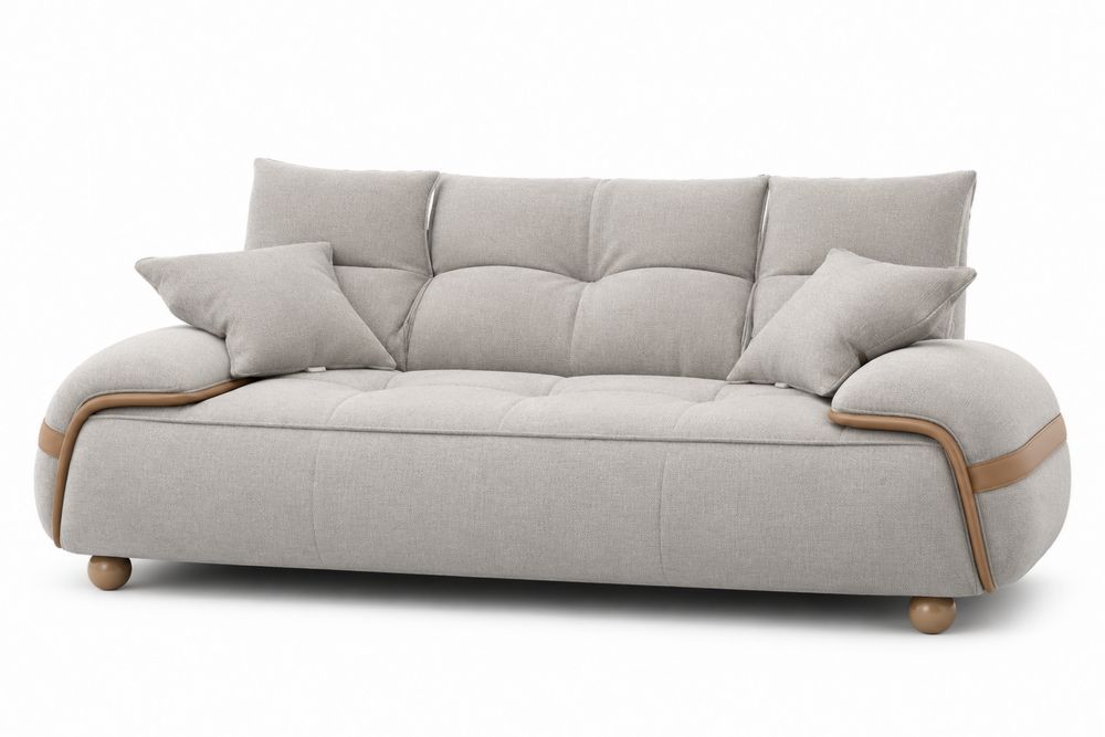 2-Sitzer Sofa Textil Holzrahmen Hellgrau