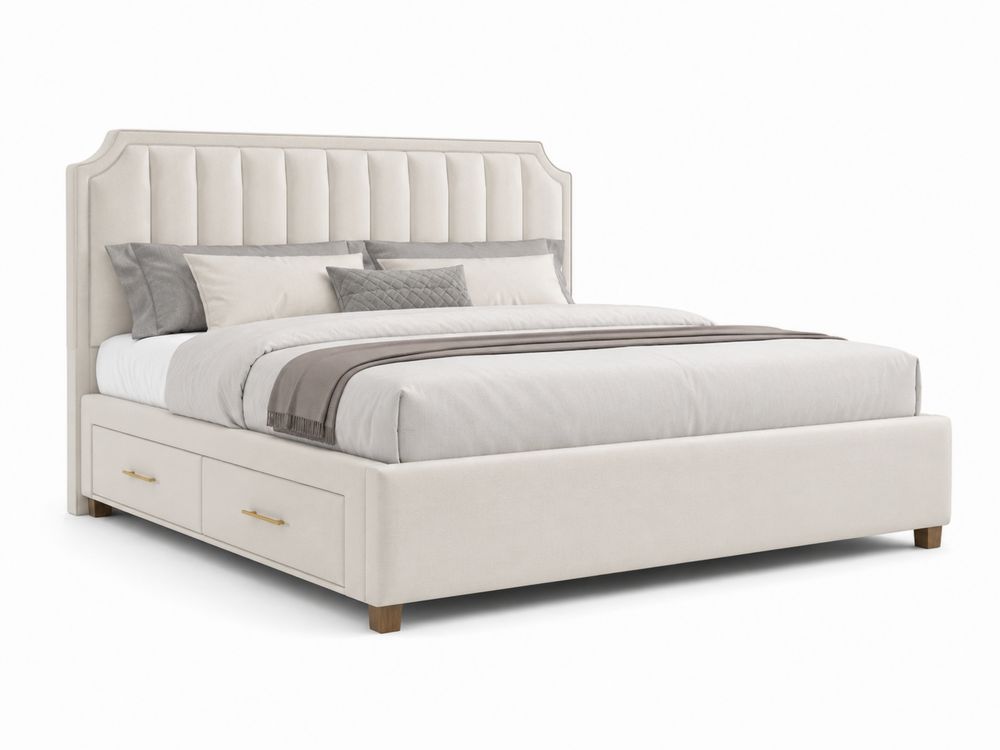 Stoffbett mit Stauraum 200x180 cm Creme