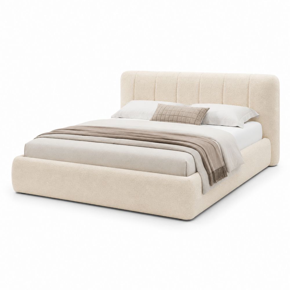 Polsterbett 180x200 cm Stoff Beige