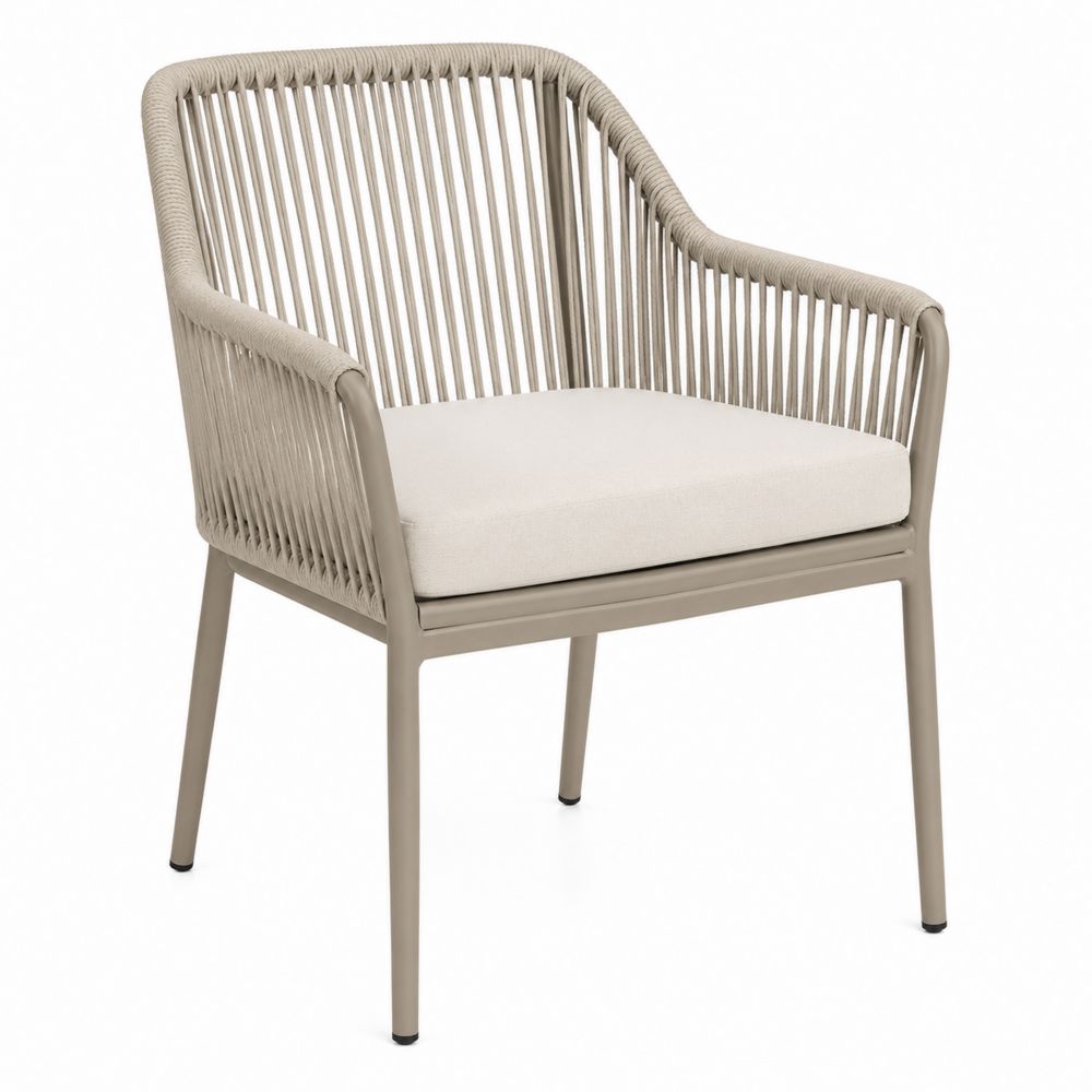 Aluminium Gartenstuhl mit Polyestergewebe in Taupe und Beige