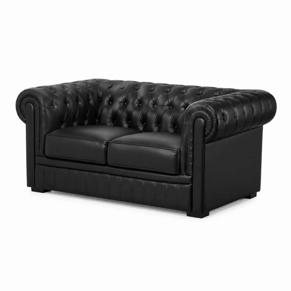 2-Sitzer Chesterfield Sofa PU-Leder Schwarz 150x85x75cm-Sovloria