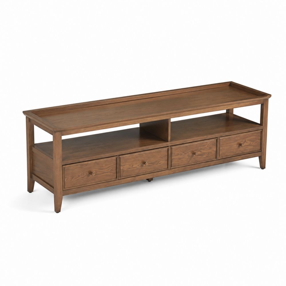 TV-Schrank aus Holz mit 4 Schubladen und 2 Regalen, Braun, 150x40x50 cm-Sovloria