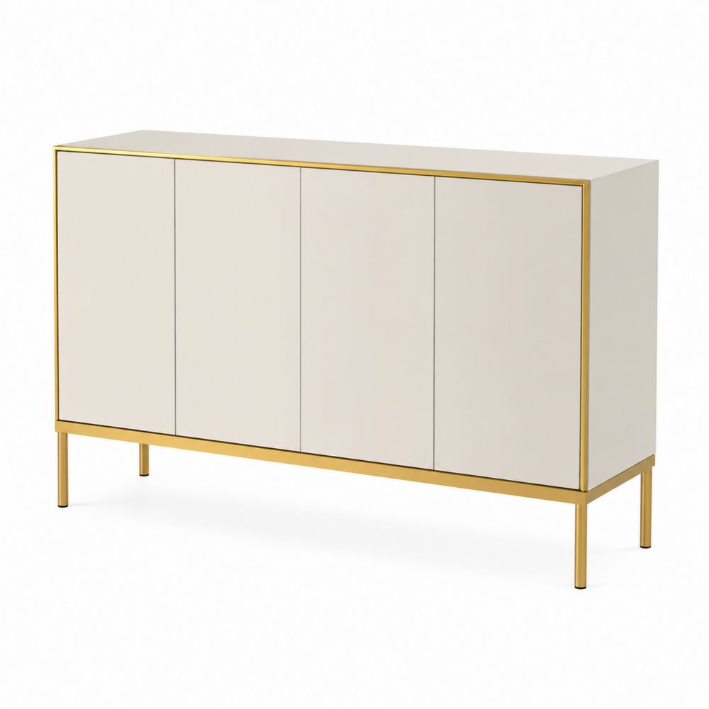 Sideboard mit MDF und Metall 150x45x80 cm Weiß/Gold-Sovloria