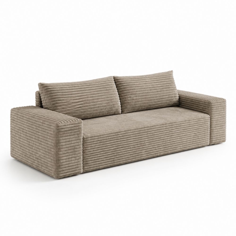 Cord Zweisitzer Sofa Beige-Sovloria