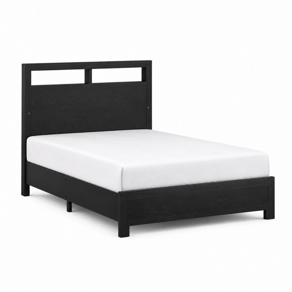 Bett aus Eichenholz Schwarz 200x160 cm-Sovloria