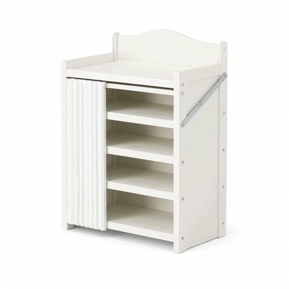 Schuhschrank mit Vorhang Holz Weiß 100x60x30cm-Sovloria