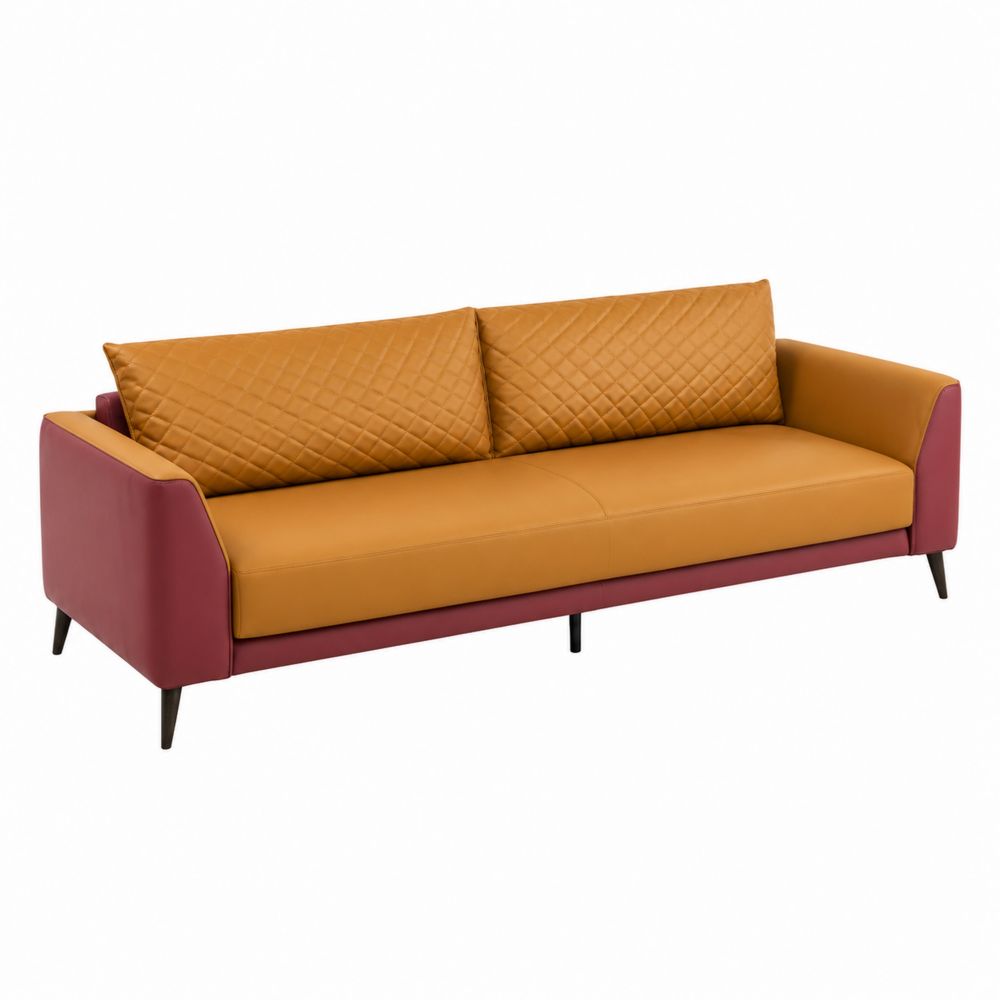 3-Sitzer Sofa PU Leder Orange/Rot-Sovloria