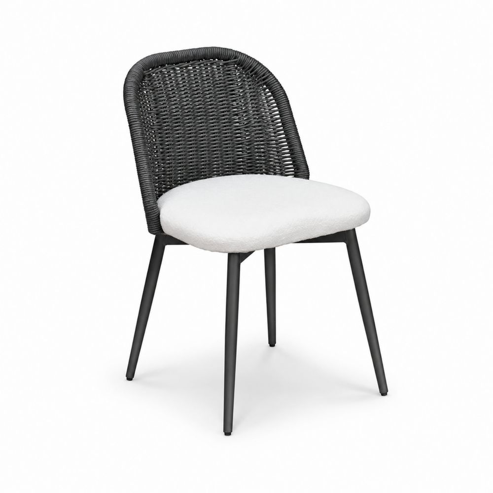 Esszimmerstuhl Rattan Metall Schwarz Weiß-Sovloria