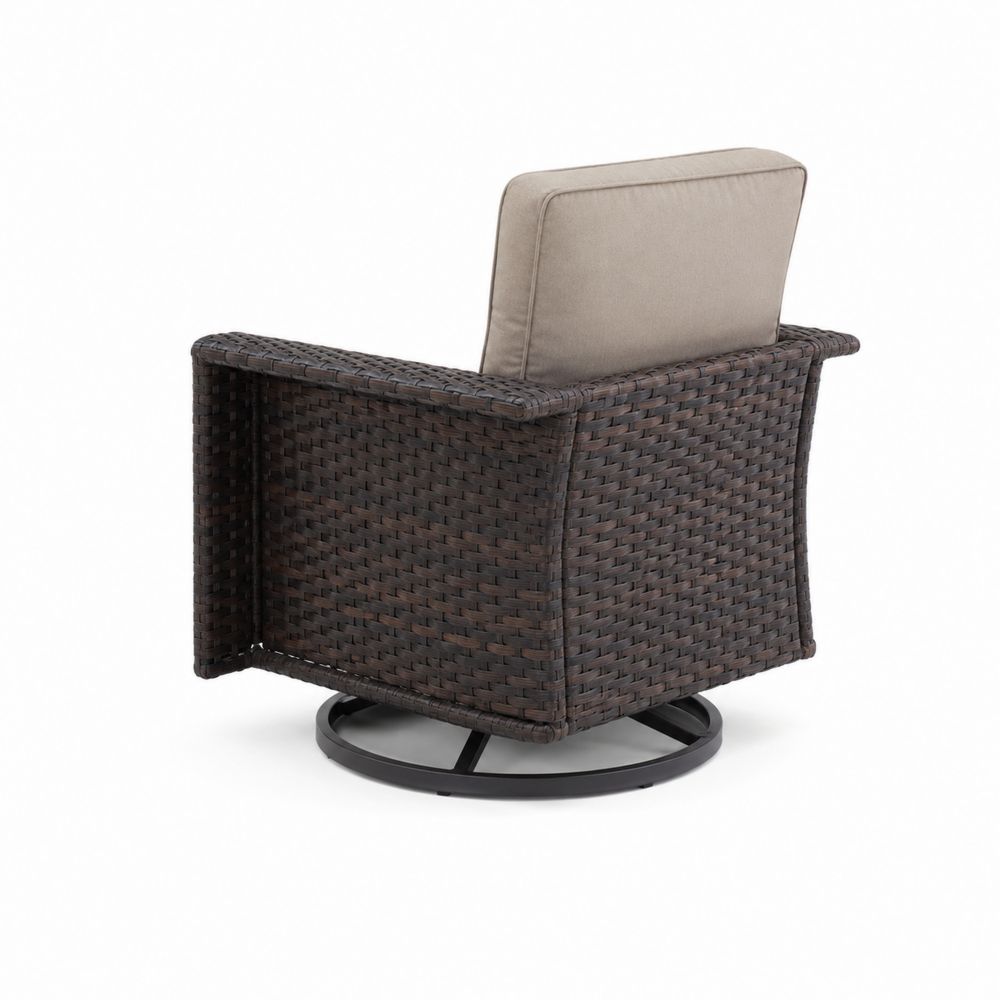 Gartenstuhl aus PE-Rattan mit Kissen und Metallrahmen Braun/Beige-Sovloria