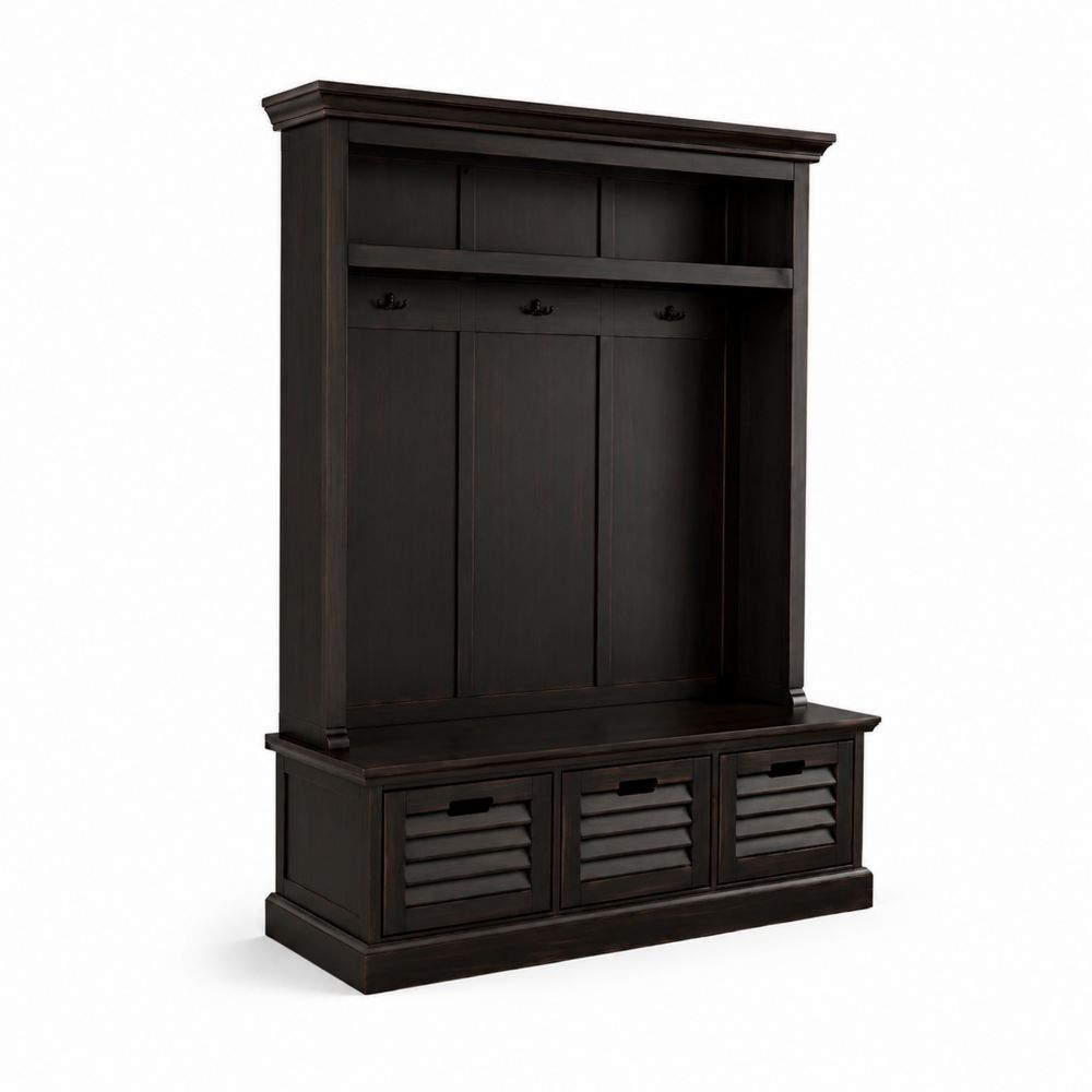 Garderobenmöbel Massivholz Dunkelbraun 200 cm-Sovloria