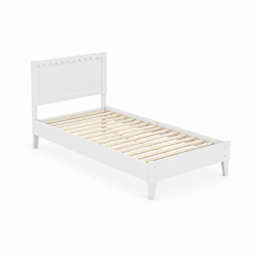 Einzelbett aus Holz, 200x90 cm, Weiß-Sovloria