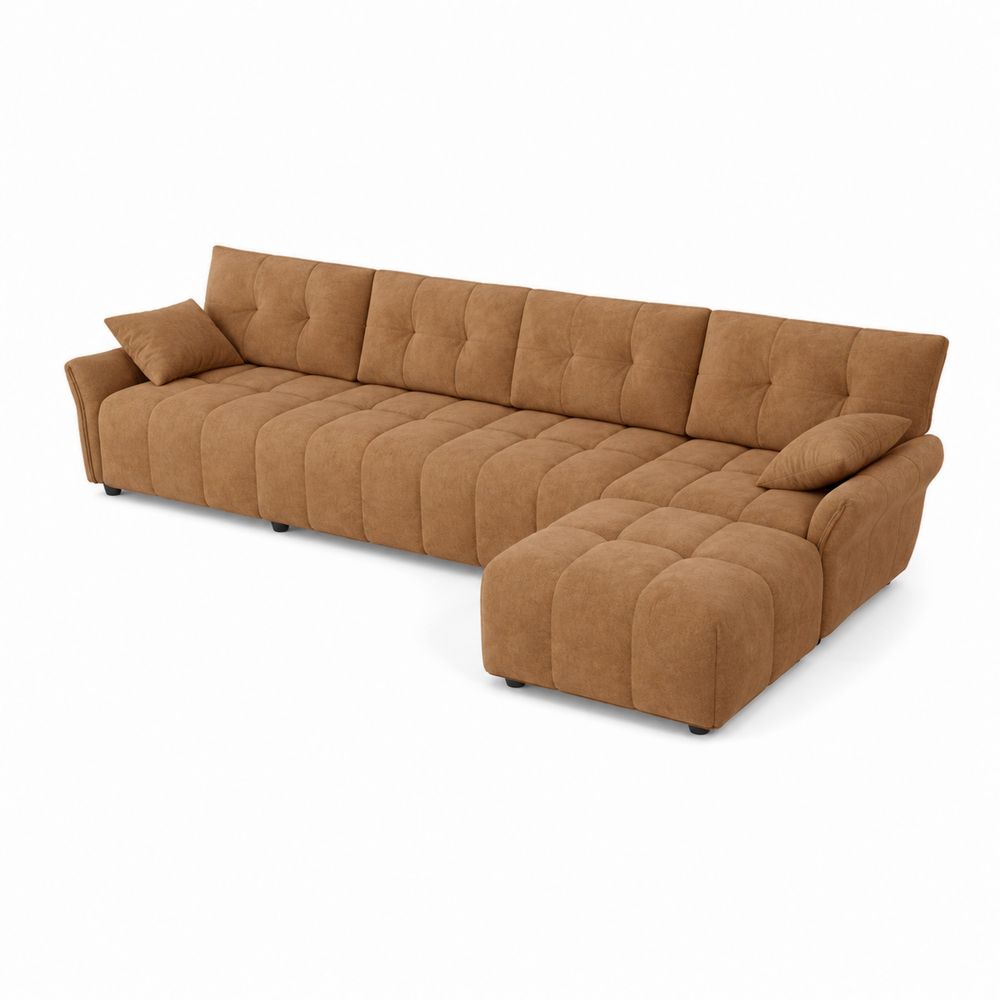 Ecksofa aus Polyester Braun 310x160x85 cm-Sovloria
