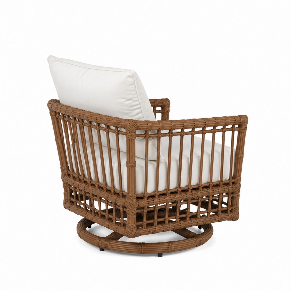 Outdoor-Sessel Rattan mit Polyesterkissen, 80x75x85 cm, Weiß/Braun-Sovloria