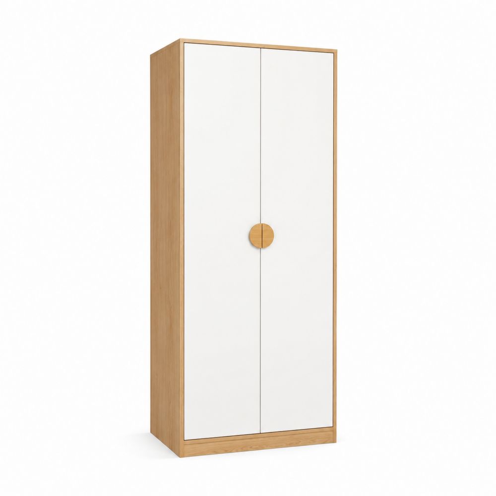 Kleiderschrank MDF Weiß/Eichenfurnier 200x80x50cm-Sovloria