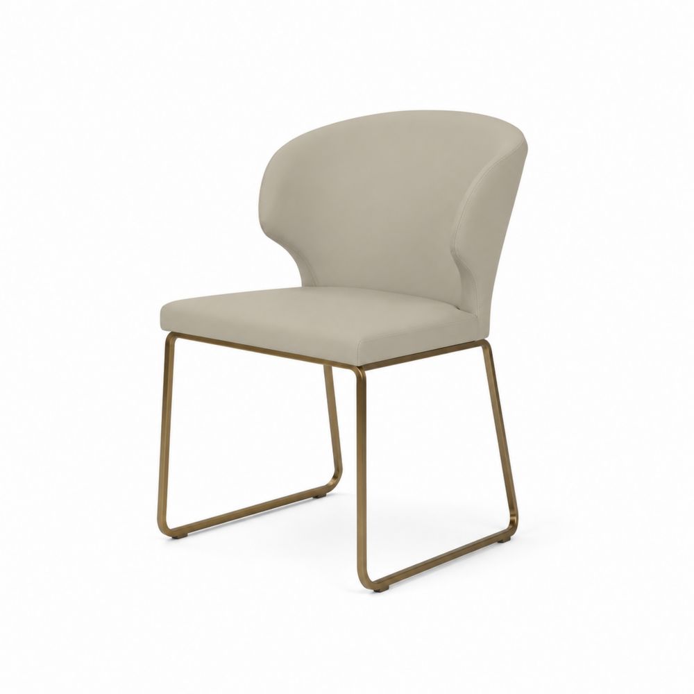 Esszimmerstuhl aus Mikrofaser und Edelstahl, Beige-Sovloria