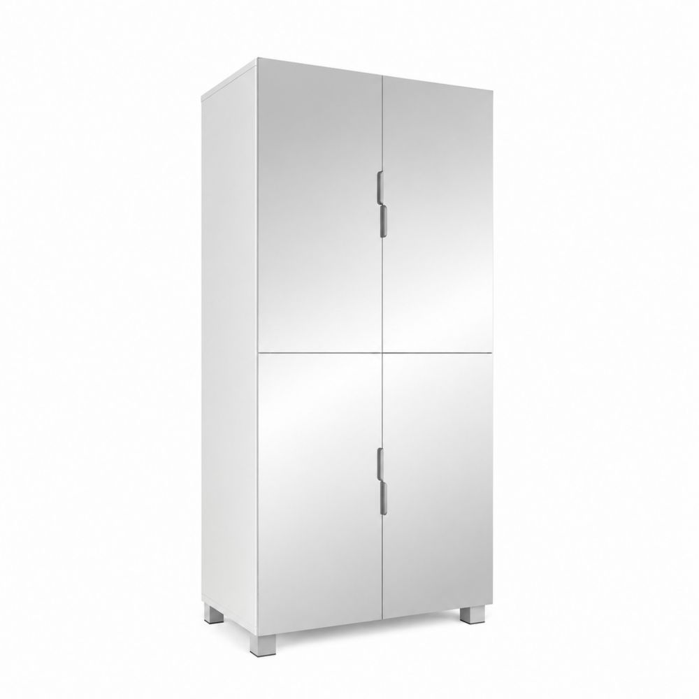 Schuhschrank MDF Weiß mit Edelstahlbeinen 180x80x40 cm-Sovloria