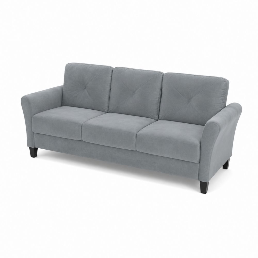 3-Sitzer Sofa Veloursstoff Hellgrau-Sovloria