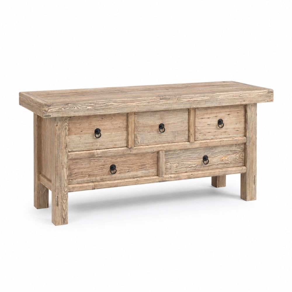 Sideboard aus Recyceltem Holz mit 6 Schubladen-Sovloria