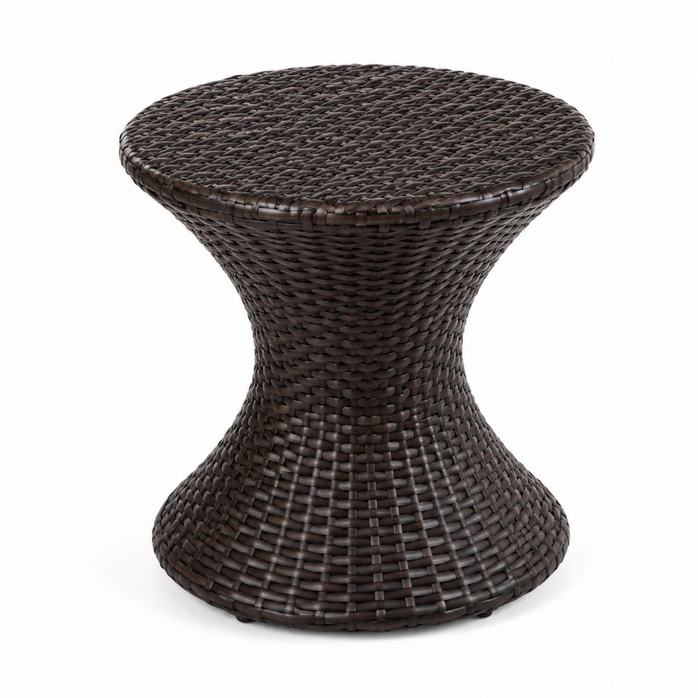 Runder Tisch aus PE-Rattan, Ø40 cm, Braun-Sovloria
